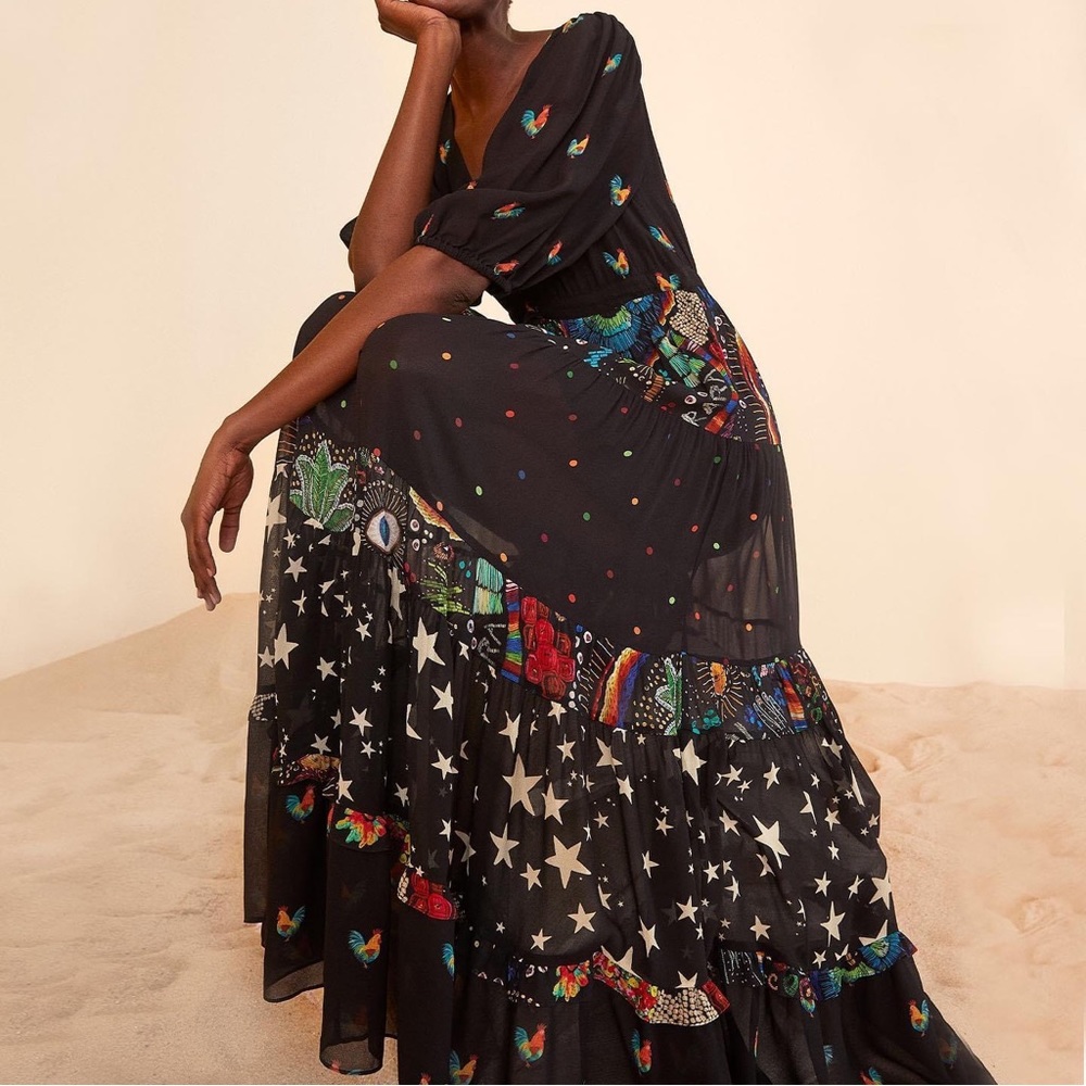 Farm Rio Mixed Stardust Maxi Dress XS